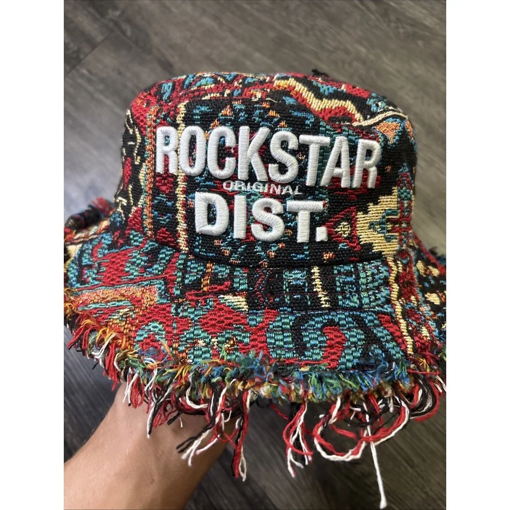 Rockstar Original Ayami Tapestry Bucket Hat Distressed Frayed Woven Size S/M